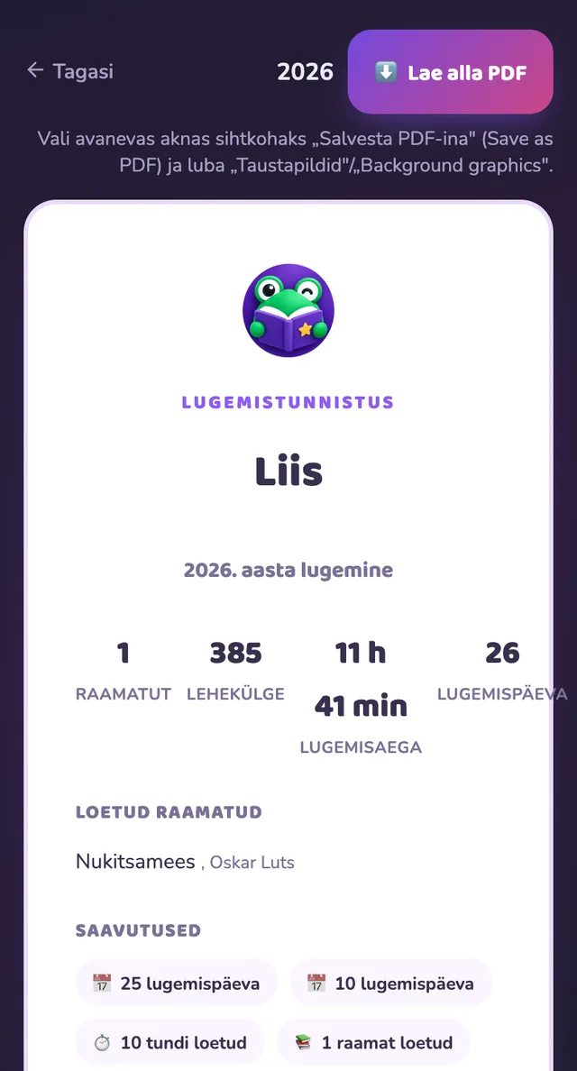 Aastane lugemistunnistus